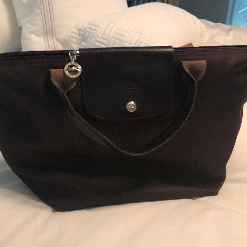 Longchamp Nylon Short Double Handle Bag-Brown
